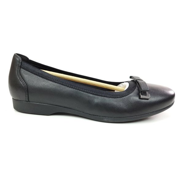 Clarks Women's Un Darcey Black Ballet Flat Size 7.5 M with Bow - Picture 1 of 8